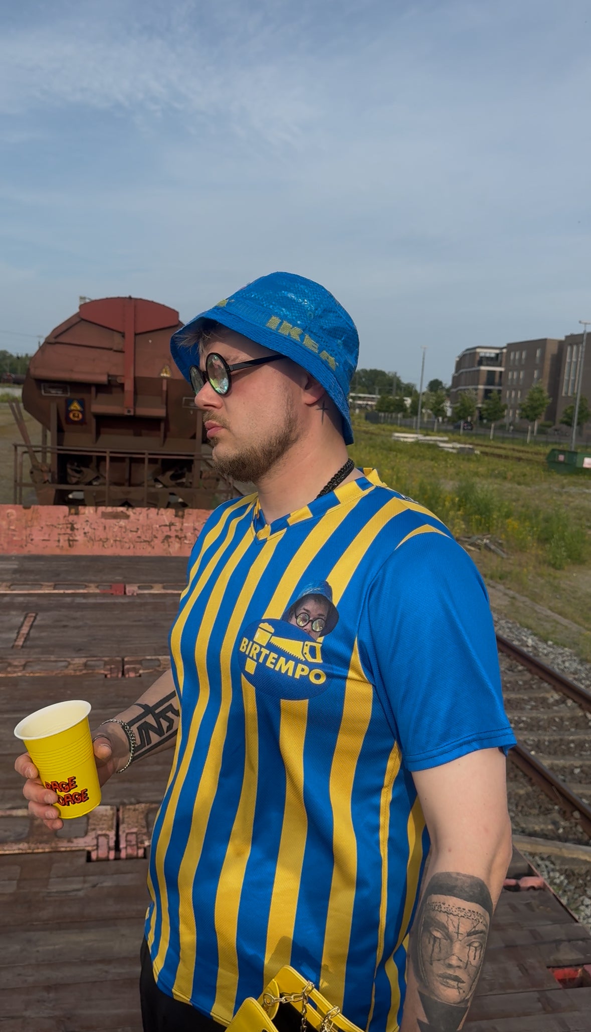 BIRTEMPO - UNISEX Short Arm Jersey Blue & Yellow Stripes 🍻