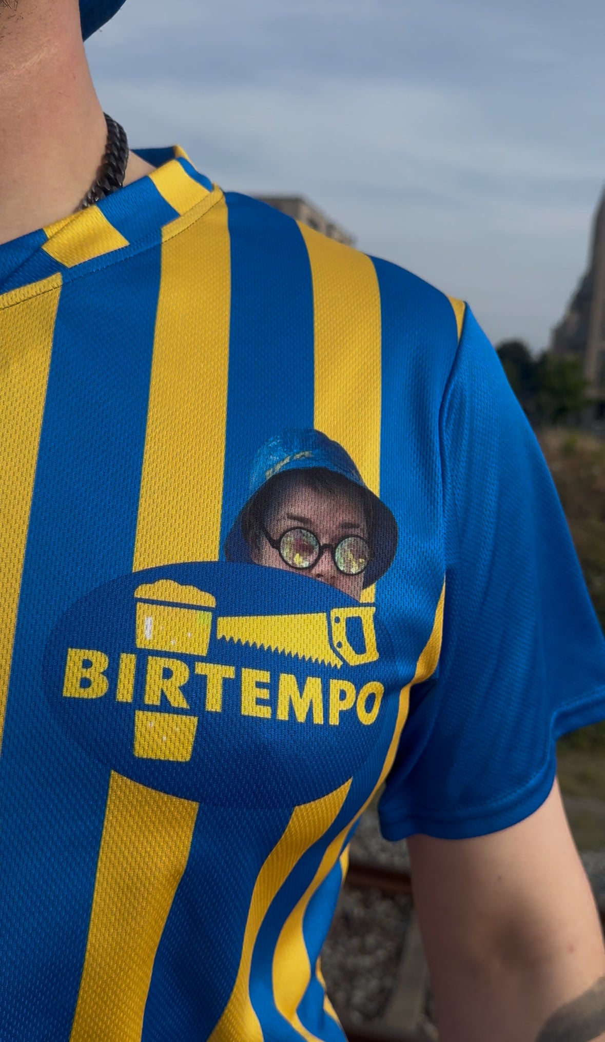 BIRTEMPO - UNISEX Short Arm Jersey Blue & Yellow Stripes 🍻