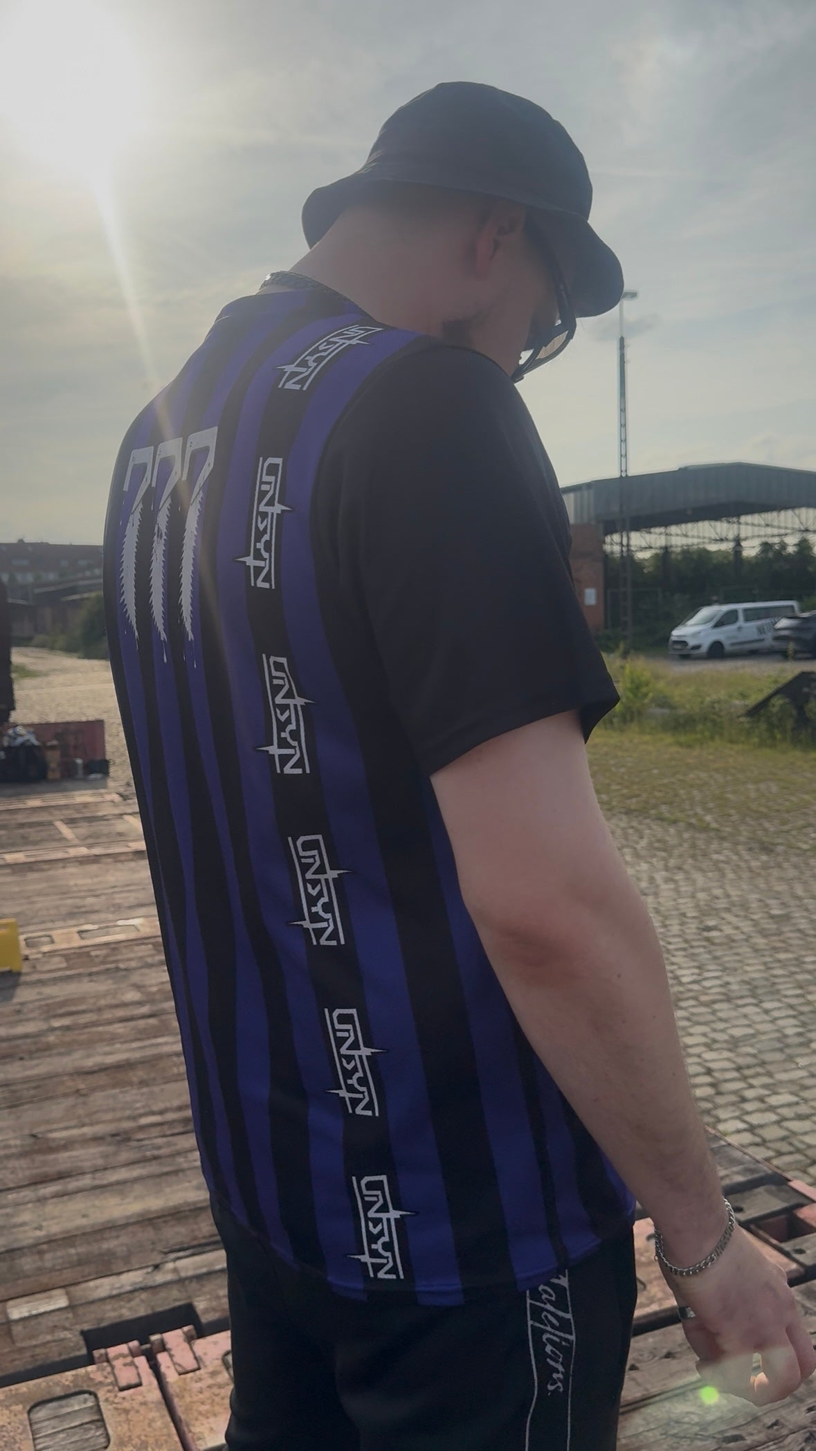 UNSYN - UNISEX Short Arm Jersey Purple & Black Stripes⚡