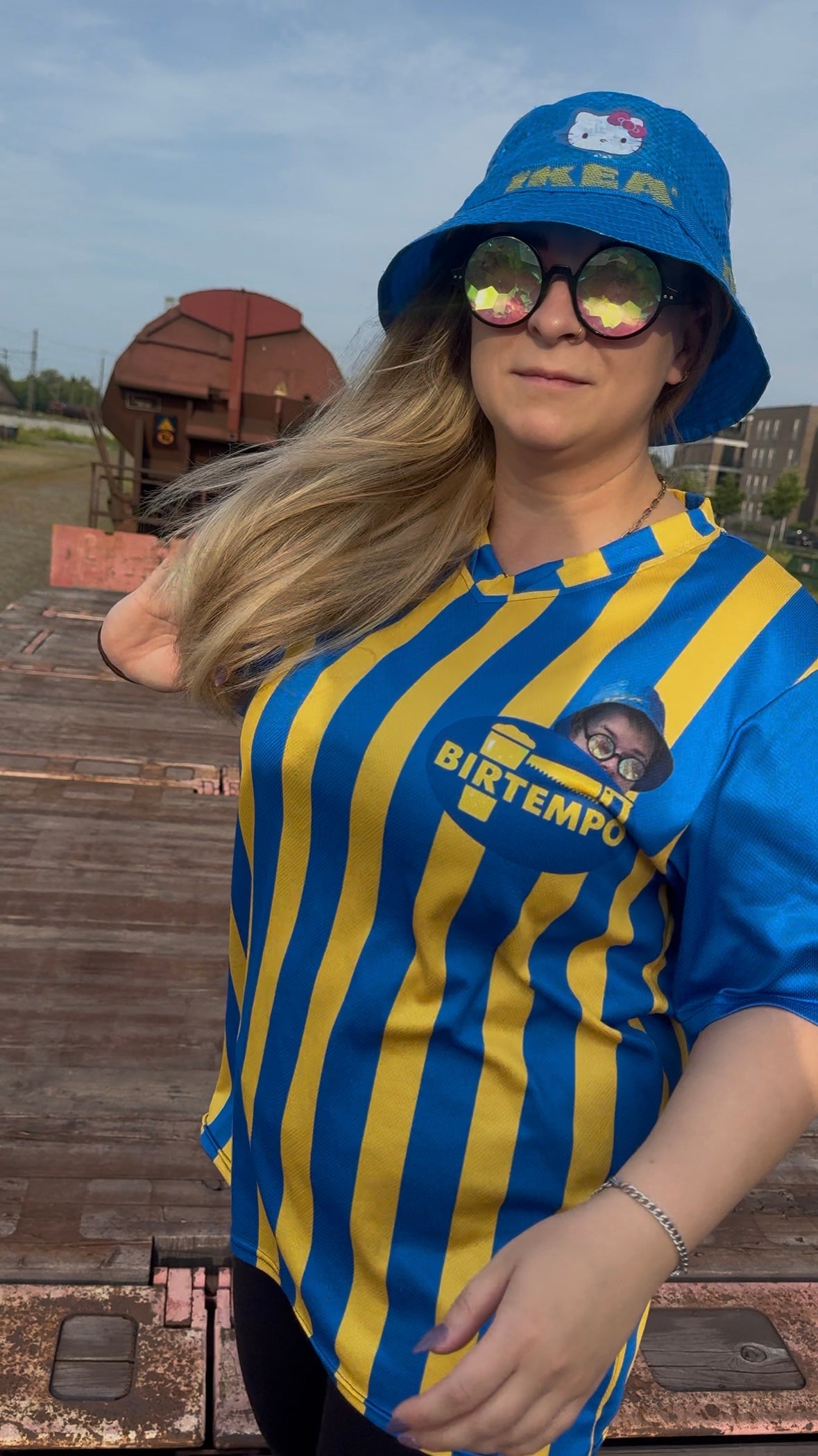 BIRTEMPO - UNISEX Short Arm Jersey Blue & Yellow Stripes 🍻
