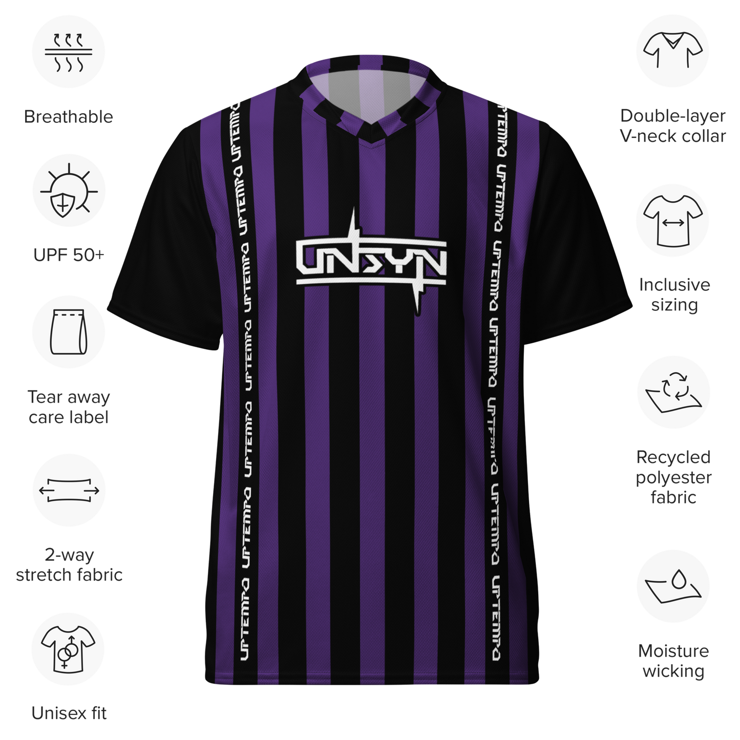 UNSYN - UNISEX Short Arm Jersey Purple & Black Stripes⚡
