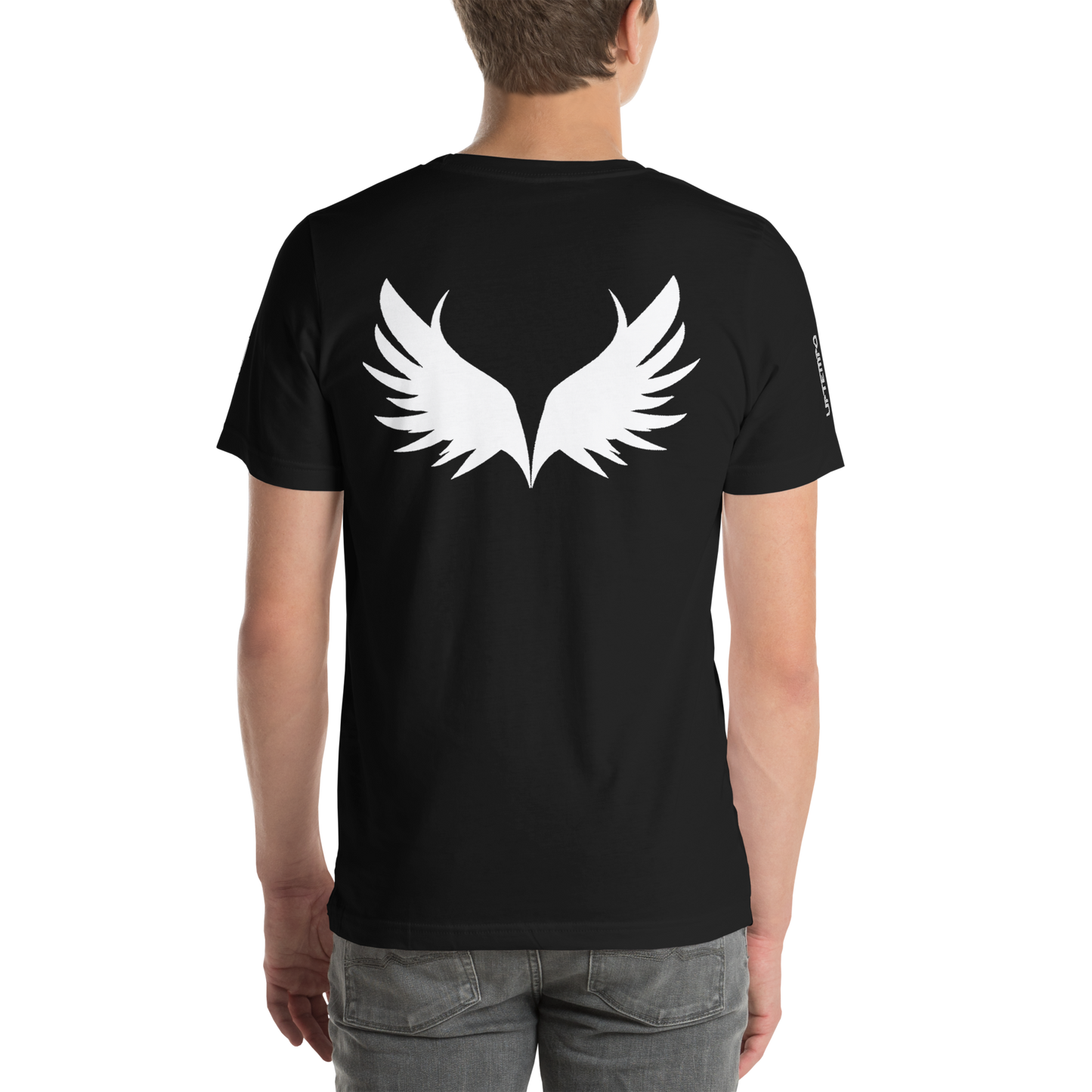 UNSYN Regular T-Shirt, 100% Cotton, UNISEX, WHITE embroided (gestickt) logo & print