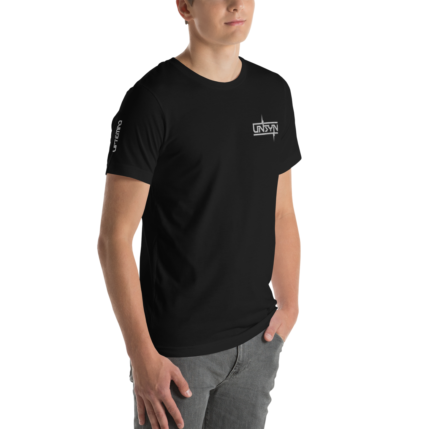 UNSYN Regular T-Shirt, 100% Cotton, UNISEX, embroided (gestickt) logo, front left