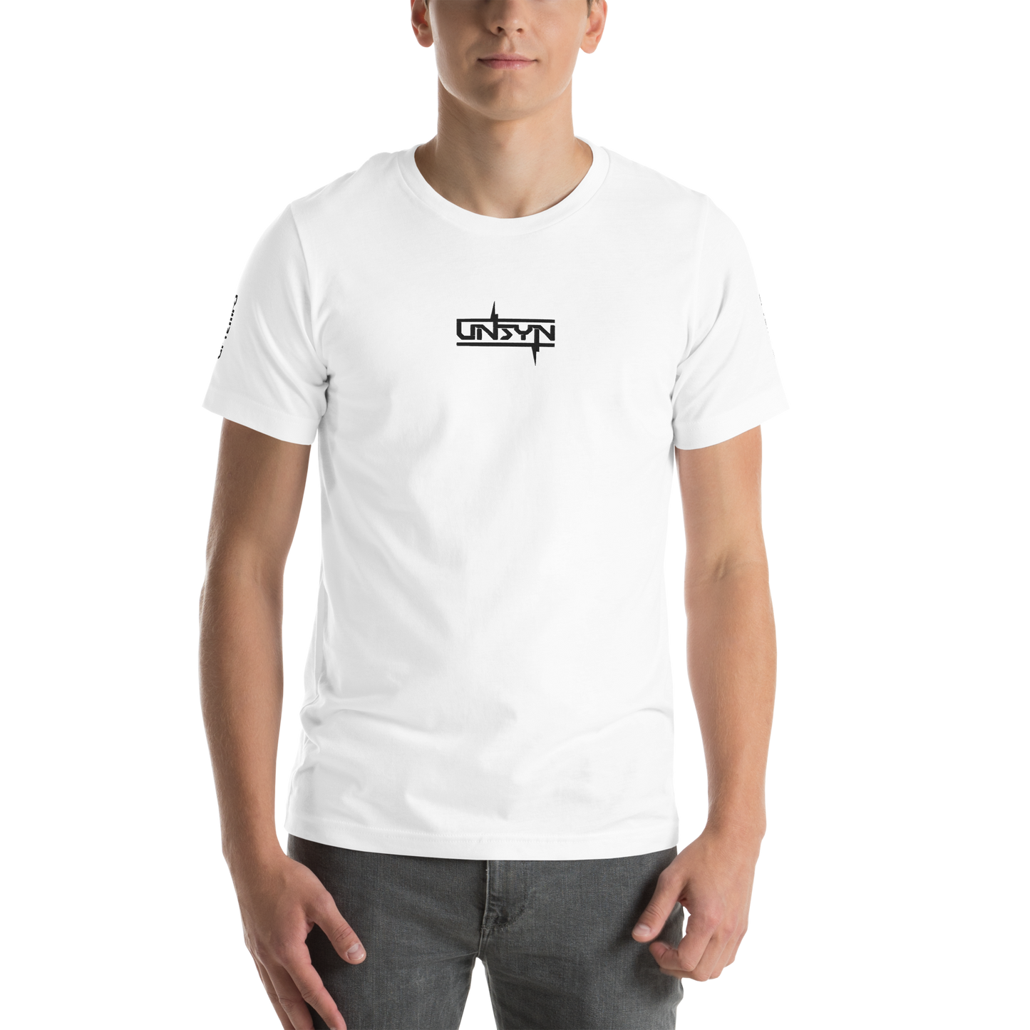 UNSYN Regular T-Shirt, 100% Cotton, UNISEX, BLACK embroided (gestickt) logo & print