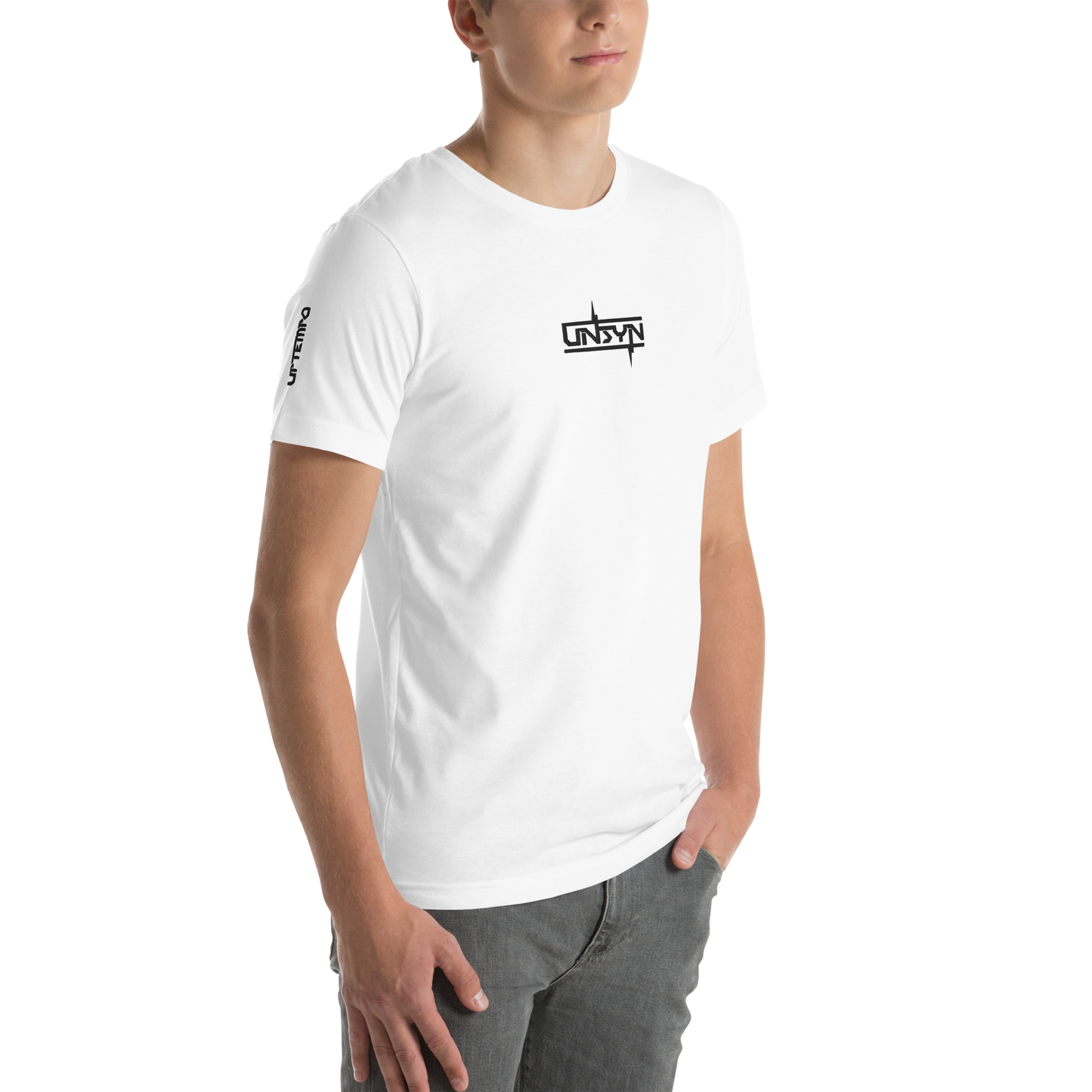 SALTYSYN LIMITED EDITION T-shirt, 100% katoen, UNISEX, ZWART geborduurd (gestickt) logo &amp; print